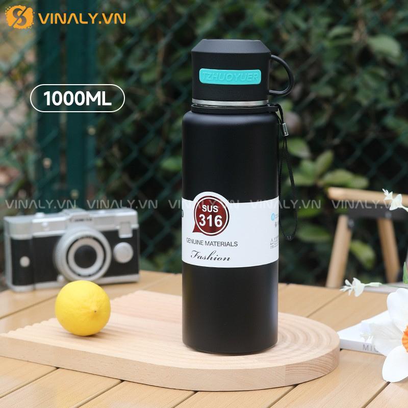 BGN-IN-16-01 | BÌNH NƯỚC GIỮ NHIỆT GIÁ RẺ DUNG TÍCH 1000ML SUS 316 LÀM QUÀ TẶNG 21 BGN-IN-16-01 | BÌNH NƯỚC GIỮ NHIỆT 1000ML SUS 316 LÀM QUÀ TẶNG - MÀU ĐEN