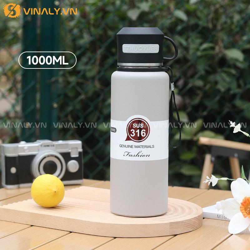 BGN-IN-16-01 | BÌNH NƯỚC GIỮ NHIỆT GIÁ RẺ DUNG TÍCH 1000ML SUS 316 LÀM QUÀ TẶNG 17 BGN-IN-16-01 | BÌNH NƯỚC GIỮ NHIỆT 1000ML SUS 316 LÀM QUÀ TẶNG - MÀU XÁM
