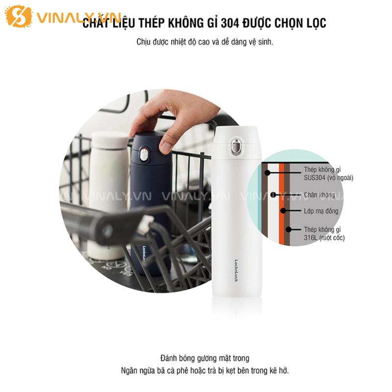 BGN-LL-03-02 | BÌNH GIỮ NHIỆT LOCK&LOCK ROUND ONE-TOUCH TUMBLER 500ML - MÀU TRẮNG 16 Chất liệu thép cao cấp, an toàn với sức khoẻ