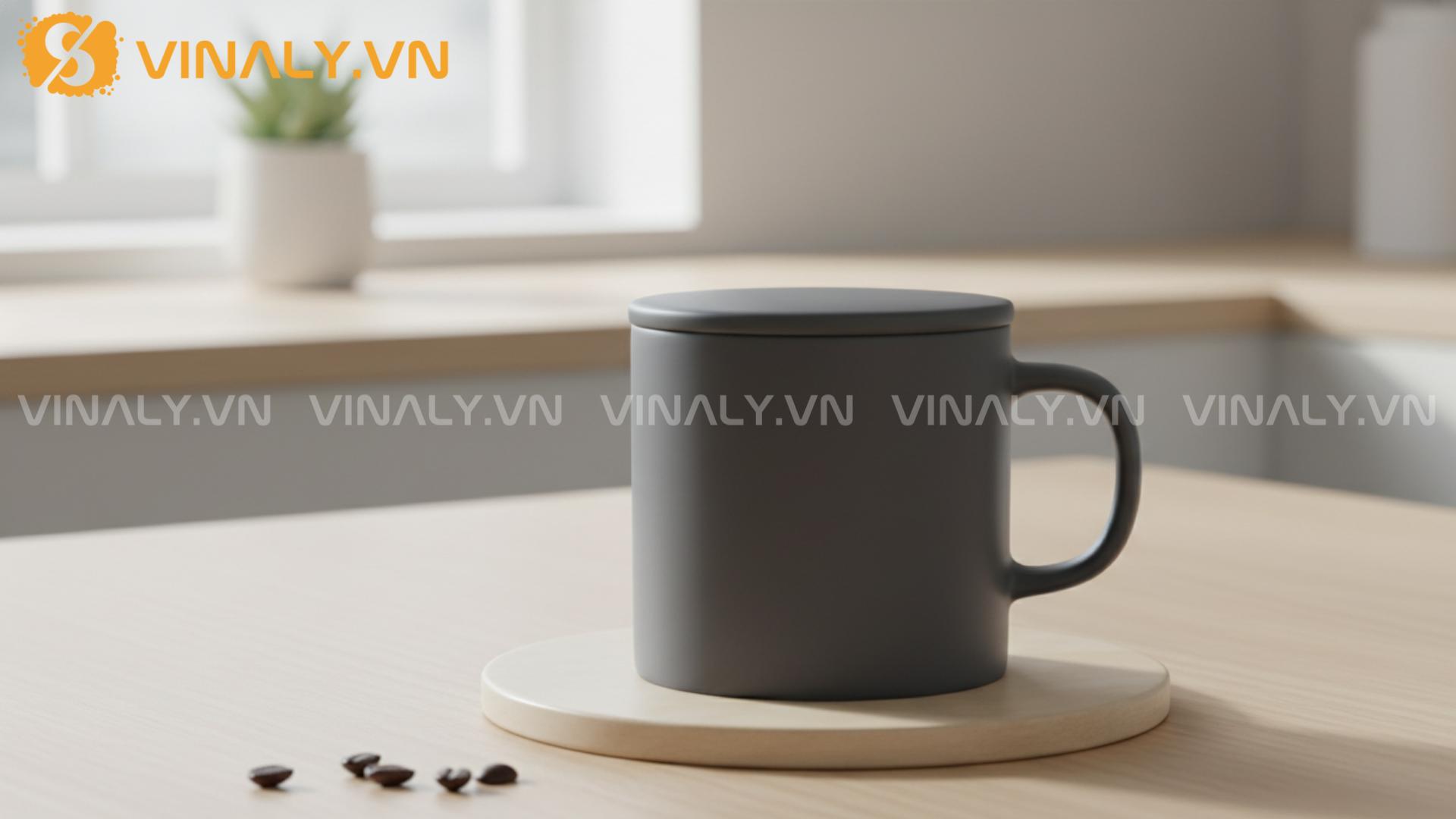 Top 8 cốc sứ có nắp cao cấp 3 Cốc sứ men mờ nắp sứ tối giản