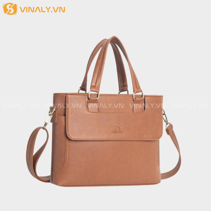 CD-TD-03-01 | CẶP DA CÔNG SỞ NAM CAO CẤP - TÚI ĐEO 2 NGĂN NẮP MỞ ĐỰNG LAPTOP 14 INCH (FCD 304) - MÀU DA BỎ THANH LỊCH