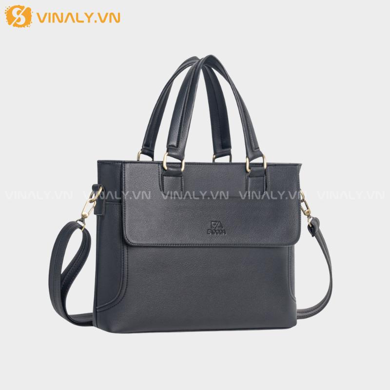 CD-TD-03-01 | CẶP DA CÔNG SỞ NAM CAO CẤP - TÚI ĐEO 2 NGĂN NẮP MỞ ĐỰNG LAPTOP 14 INCH (FCD 304) - MÀU ĐEN CAO CẤP