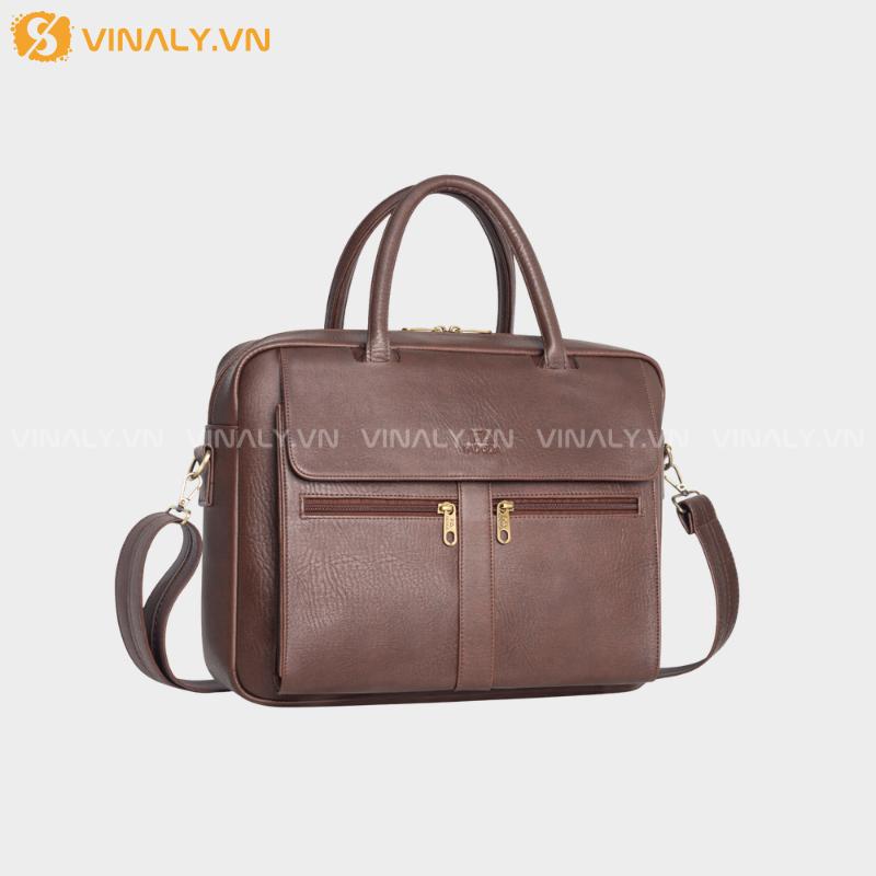 CD-TD-05-01 | CẶP CÔNG SỞ NAM - TÚI DA ĐEO CHÉO CAO CẤP ĐỰNG VỪA LAPTOP 15 INCH (FCD306) - TÔNG NÂU LỊCH LÃM