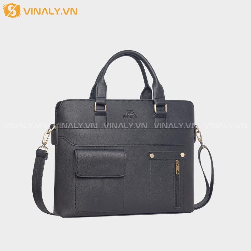 CD-TD-06-01 | CẶP DA CÔNG SỞ PHONG CÁCH UNISEX NHIỀU NGĂN ĐA NĂNG (FCD308) - TÔNG ĐEN CAO CẤP