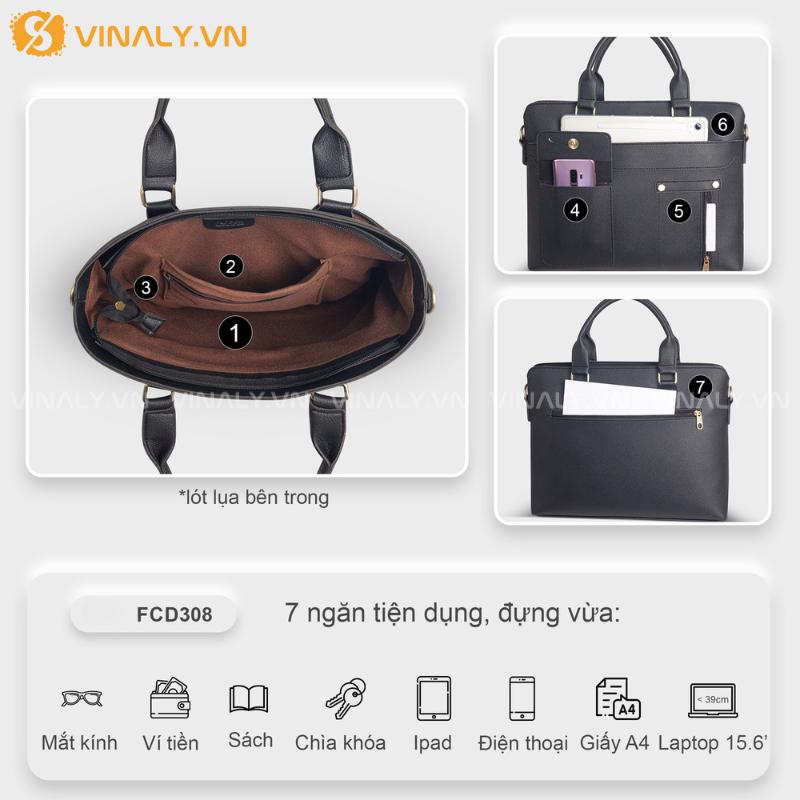 CD-TD-06-01 | CẶP DA CÔNG SỞ PHONG CÁCH UNISEX NHIỀU NGĂN ĐA NĂNG (FCD308) 19 SỨC CHỨA LỚN, NHIỀU NGĂN TIỆN DỤNG