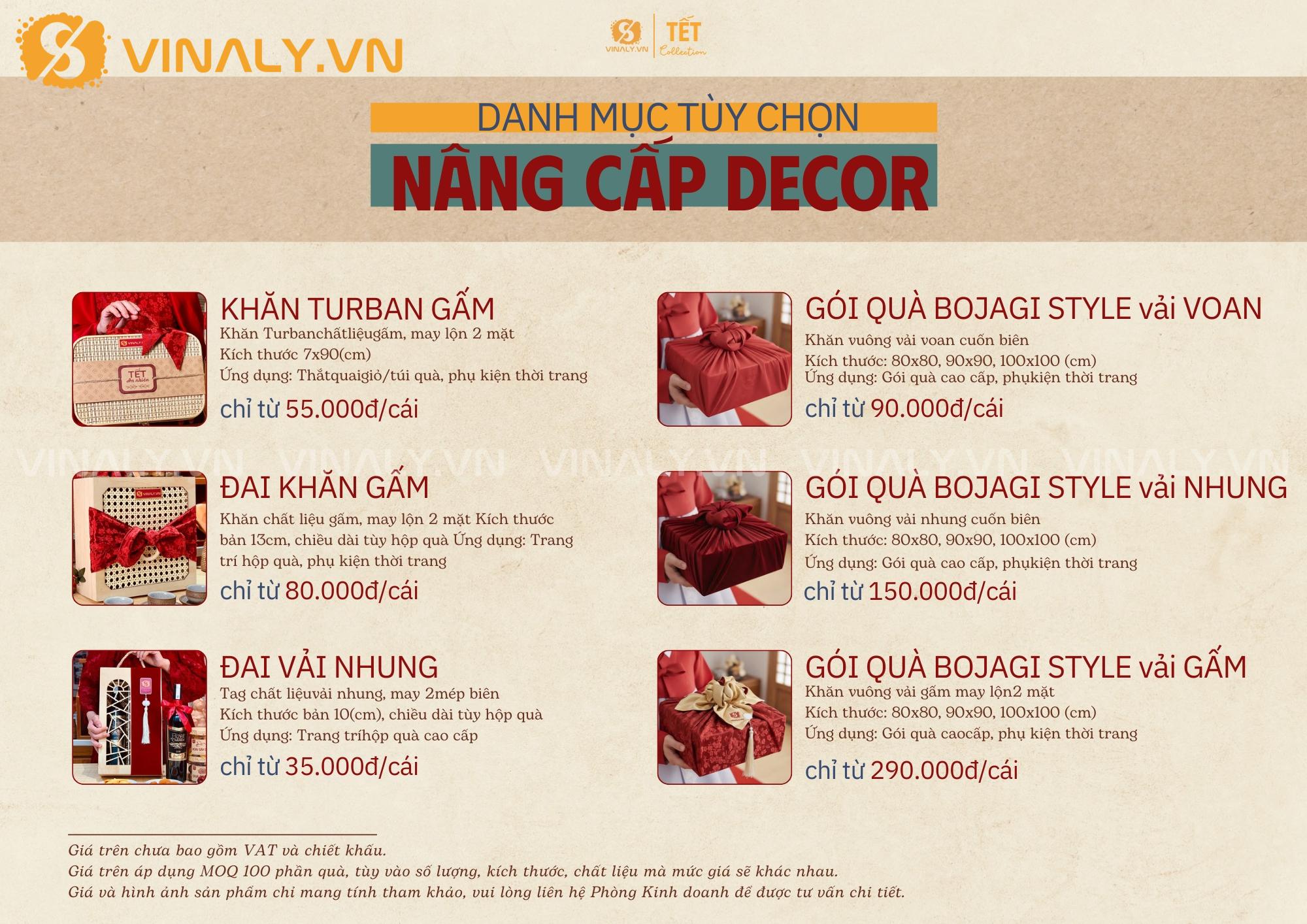 khách hàng còn có thể yêu cầu điều chỉnh nâng cấp decor set quà Tết 