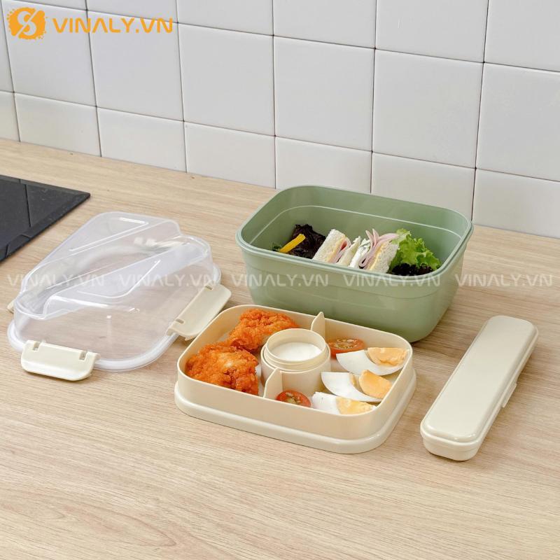 HCGN-04-01 | HỘP ĐỰNG SALAD 2 TẦNG KÈM DỤNG CỤ ĂN UỐNG TÔNG PASTEL ĐẸP 17 RẤT PHÙ HỢP CHO NGƯỜI ĂN EAT CLEAN