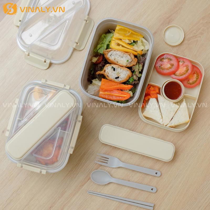 HCGN-04-01 | HỘP ĐỰNG SALAD 2 TẦNG KÈM DỤNG CỤ ĂN UỐNG TÔNG PASTEL ĐẸP 18 CHẤT LIỆU NHỰA PP CAO CẤP, AN TOÀN CHO SỨC KHOẺ