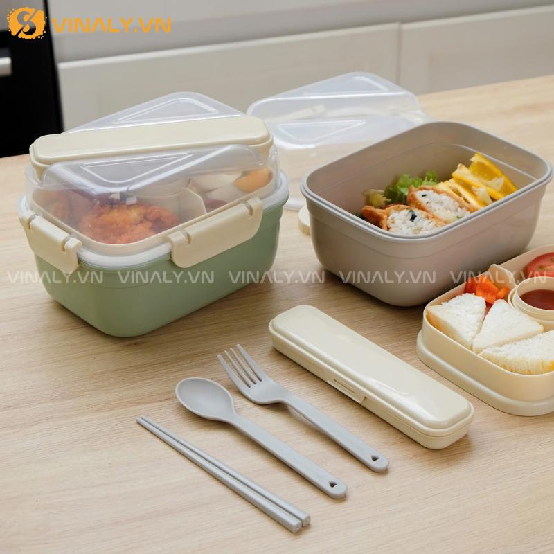 HCGN-04-01 | HỘP ĐỰNG SALAD 2 TẦNG KÈM DỤNG CỤ ĂN UỐNG TÔNG PASTEL ĐẸP 16 HỘP SALAD KÈM DỤNG CỤ ĂN UỐNG TIỆN LỢI