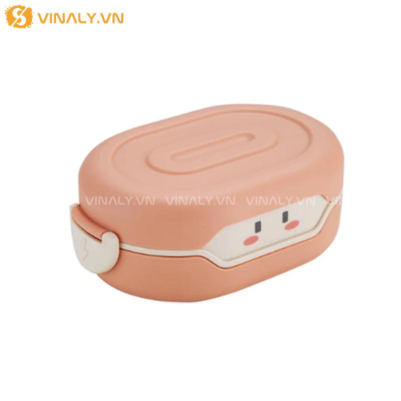 HCGN-07-01 | HỘP BENTO NHỰA CAO CẤP XINH XẮN CHO BÉ ĐỰNG CƠM ĐẾN TRƯỜNG - MÀU HỒNG ĐÁNG YÊU