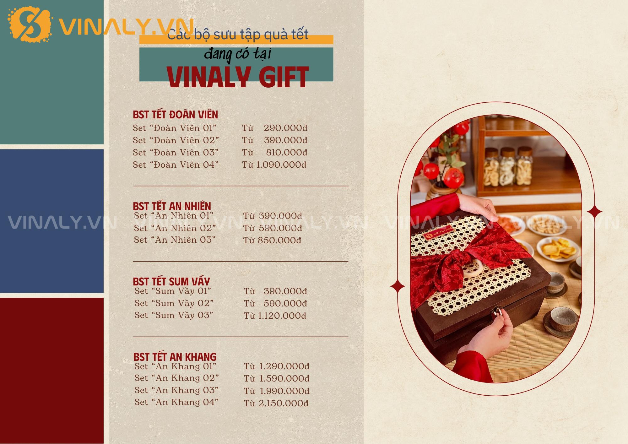 các bộ sưu tập quà tết vinaly gift 2026 bảng giá set quà doanh nghiệp