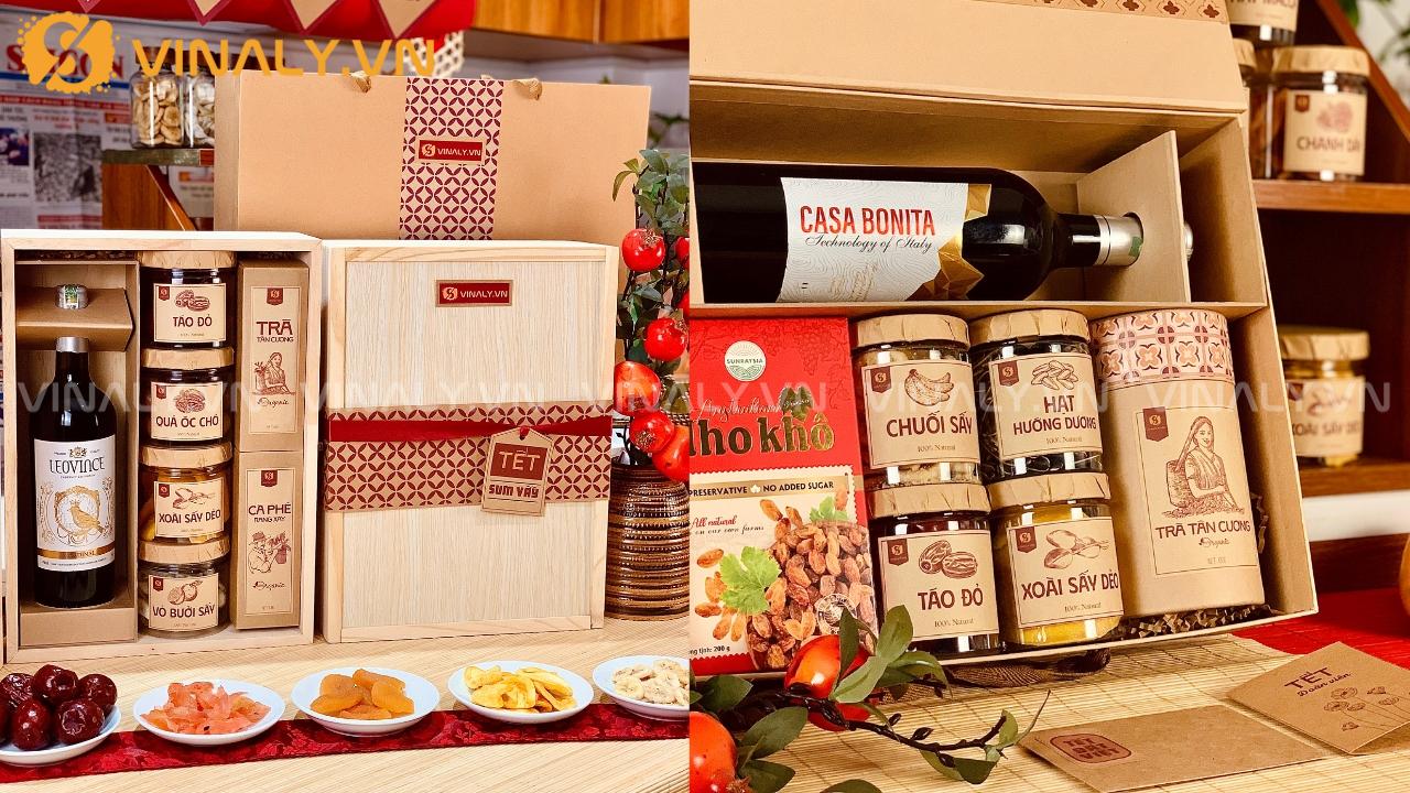 Giỏ quà Tết mây tre và hộp gỗ cao cấp ảnh hưởng trực tiếp đến giá giỏ quà Tết