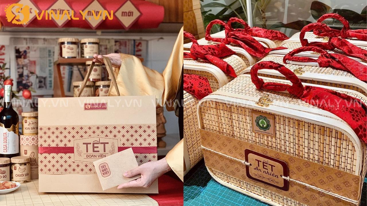 Mua giỏ quà Tết đẹp cho doanh nghiệp với thiết kế đồng bộ và dễ đặt số lượng lớn