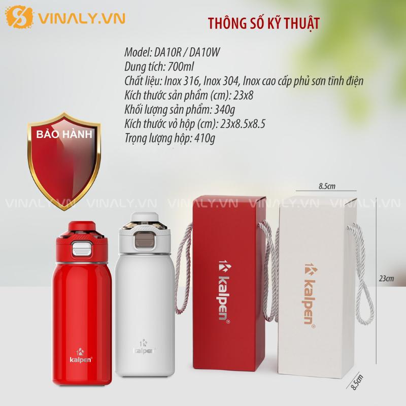 BGN-CC-12 | KALPEN BÌNH GIỮ NHIỆT INOX 304 CAO CẤP - DA10 DUNG TÍCH LỚN 700ML 17 THÔNG SỐ KỸ THUẬT BÌNH GIỮ NHIỆT KALPEN DA10