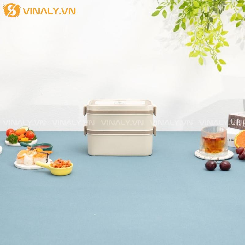 HCGN-09 | HỘP CƠM GIỮ NHIỆT KALPEN 2 TẦNG INOX 304 THIẾT KẾ THÔNG