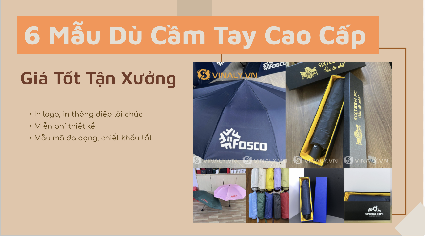 Đặt dù cầm tay in logo ở đâu giá tốt, chất lượng?
