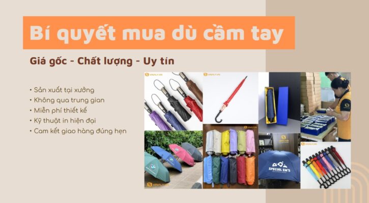 Tuyệt chiêu mua dù cầm tay giá rẻ, tận xưởng, tuổi thọ cao