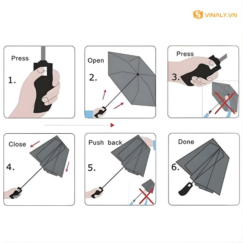 Cách mở dù cầm tay tự động 2 chiều rất đơn giản