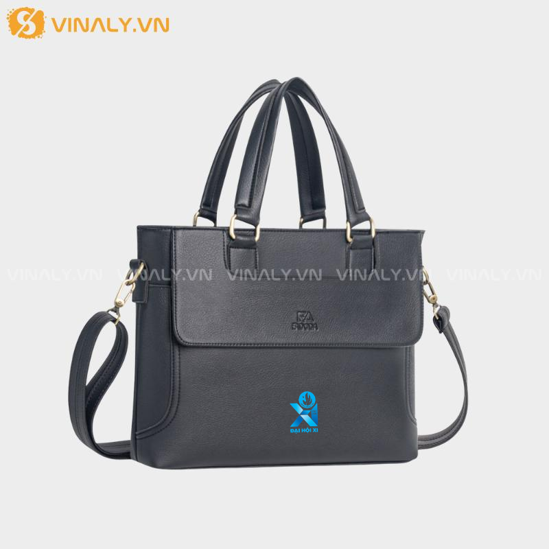 Mẫu cặp da in logo nắp mở tiện lợi