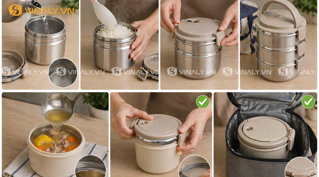 Sử dụng đúng cách giúp hộp cơm inox phát huy tối đa khả năng giữ nhiệt