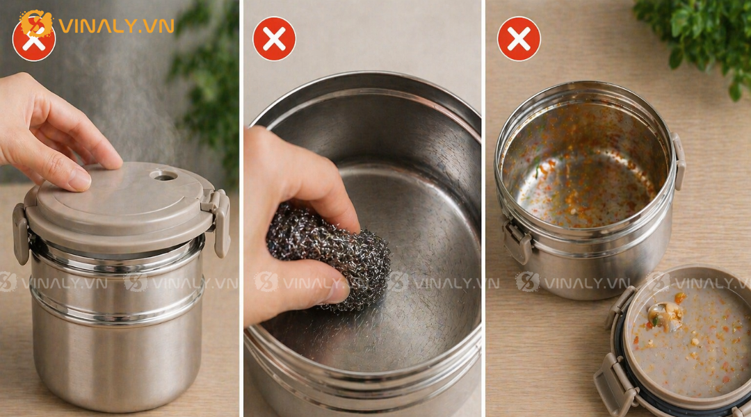Những sai lầm cần tránh khi sử dụng hộp cơm inox