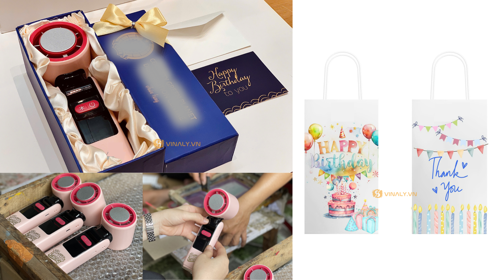 BÍ QUYẾT CUNG ỨNG 5.000 SET QUÀ SINH NHẬT CÔNG ĐOÀN "THẦN TỐC" TẠI VINALY 5 Mẫu quà sinh nhật công đoàn quạt mini cầm tay được đóng gói trong hộp đựng và túi giấy