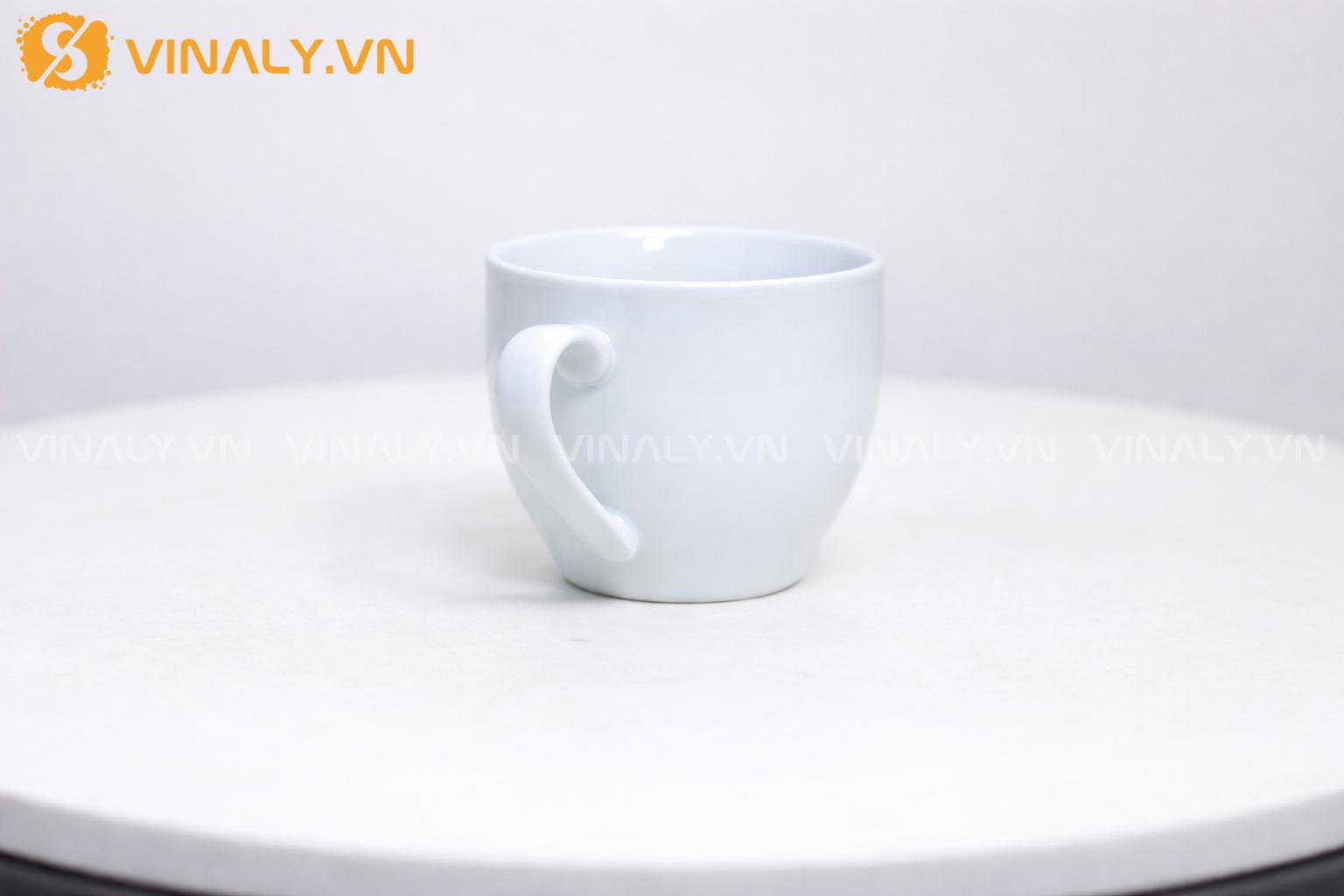 Ly Sứ Bầu Thấp Trắng In Logo Quà Tặng Doanh Nghiệp | Vinaly 13 Ly Sứ Bầu Thấp Trắng In Logo - Vinaly