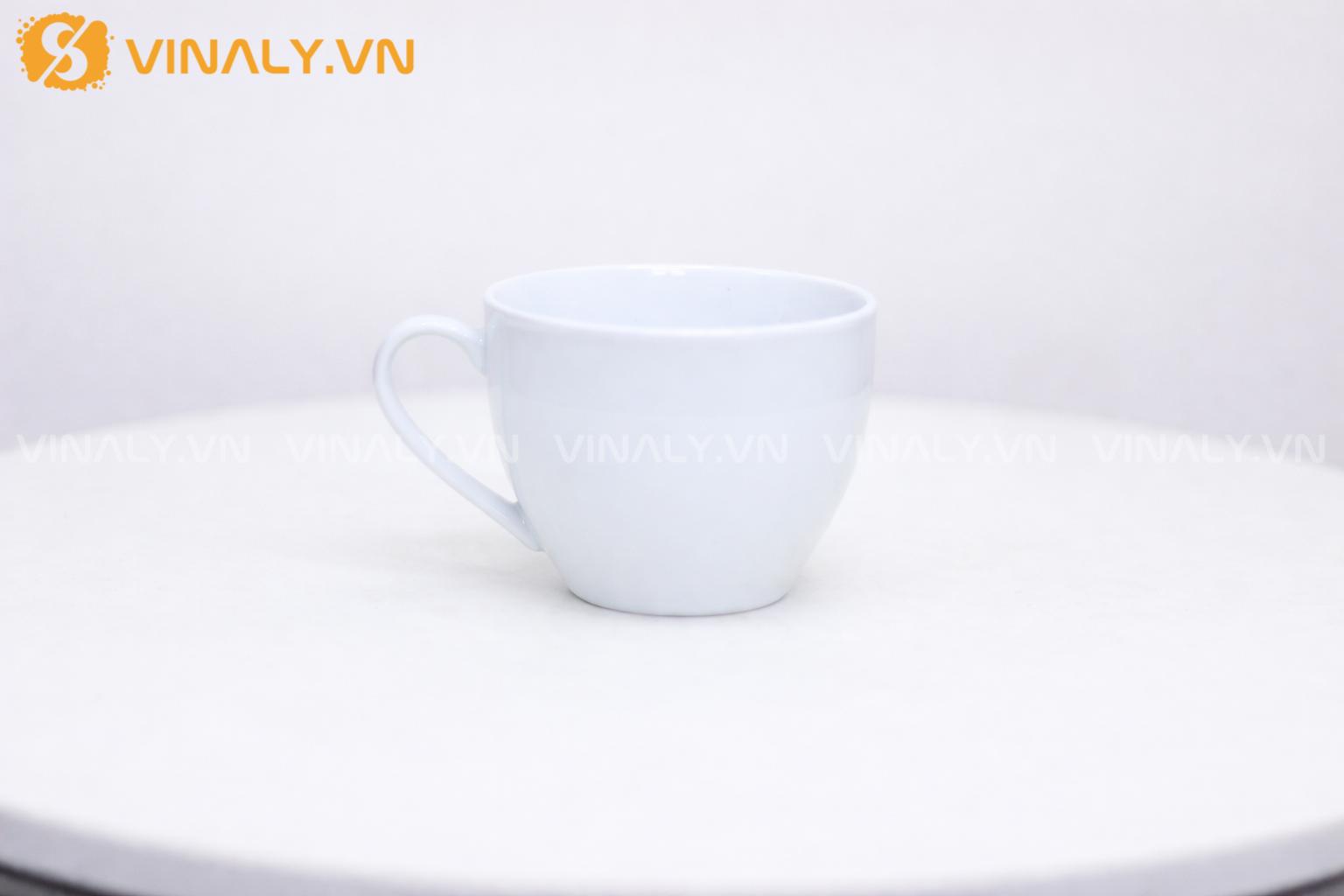 Ly Sứ Bầu Thấp Trắng In Logo Quà Tặng Doanh Nghiệp | Vinaly