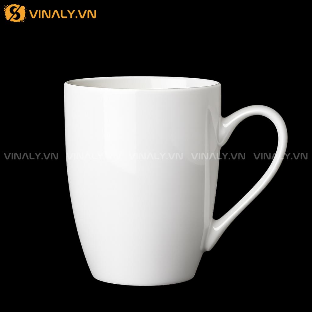 Ly Sứ Bầu Trắng 350ml In Logo – Quà Tặng Khuyến Mãi SLL 10 Ly Sứ Bầu Thấp Trắng In Logo - Vinaly