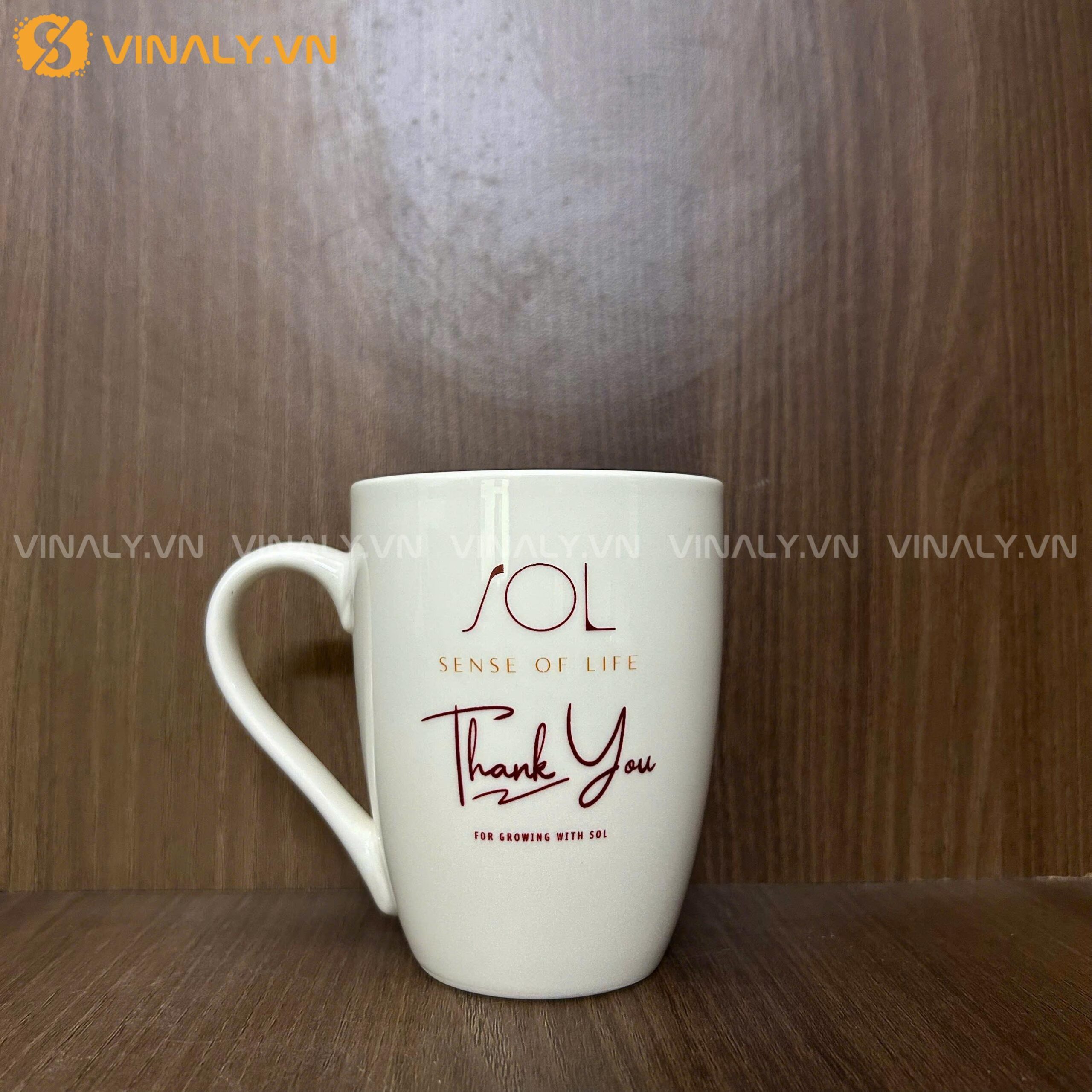 Ly Sứ Bầu Trắng 350ml In Logo – Quà Tặng Khuyến Mãi SLL 13 ly sứ bầu trắng 350ml in logo - Vinaly