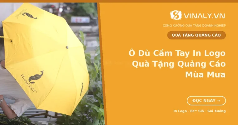 ô dù cầm tay in logo quà tặng doanh nghiệp tại xưởng Vinaly