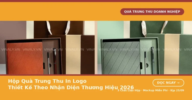 hộp quà trung thu in logo thiết kế theo nhận diện thương hiệu tại xưởng Vinaly