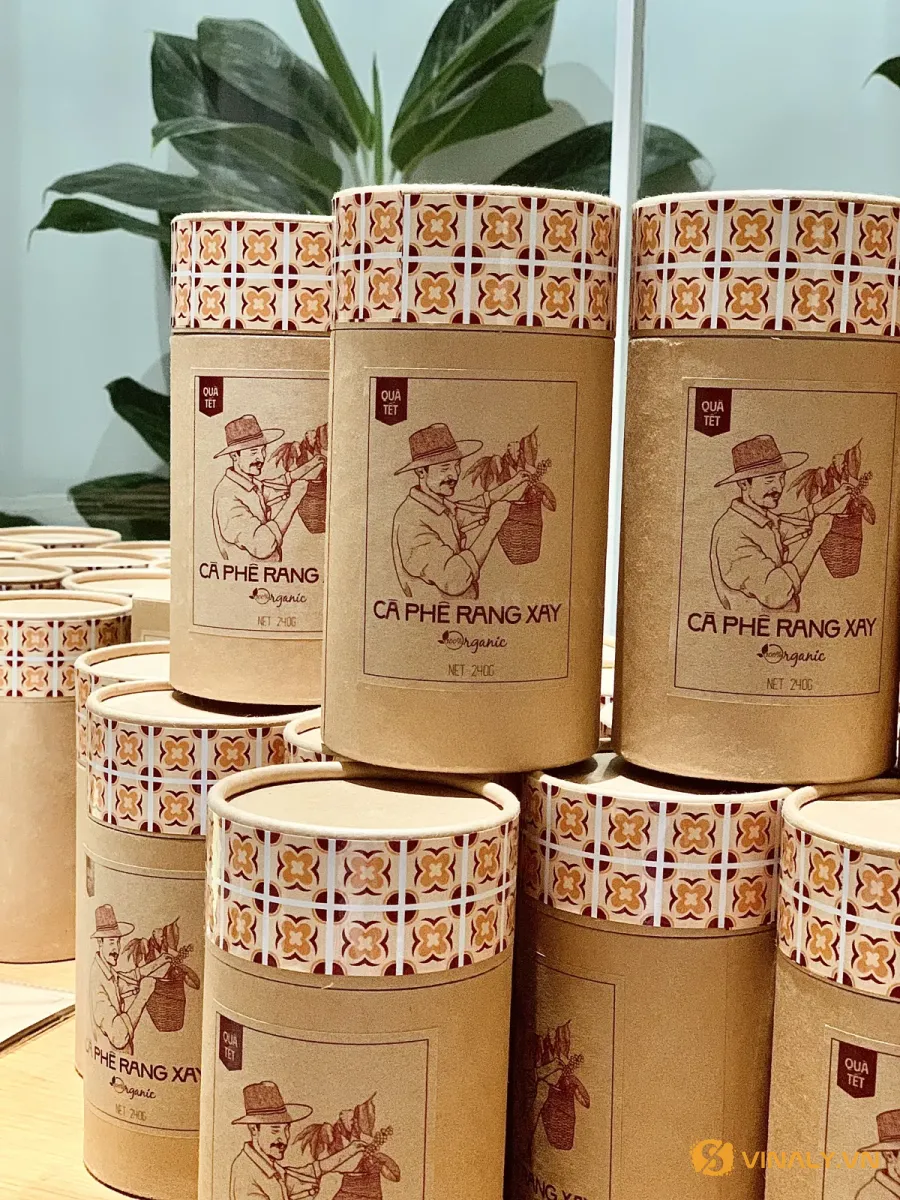 Hộp cà phê rang xay quà Tết in logo doanh nghiệp