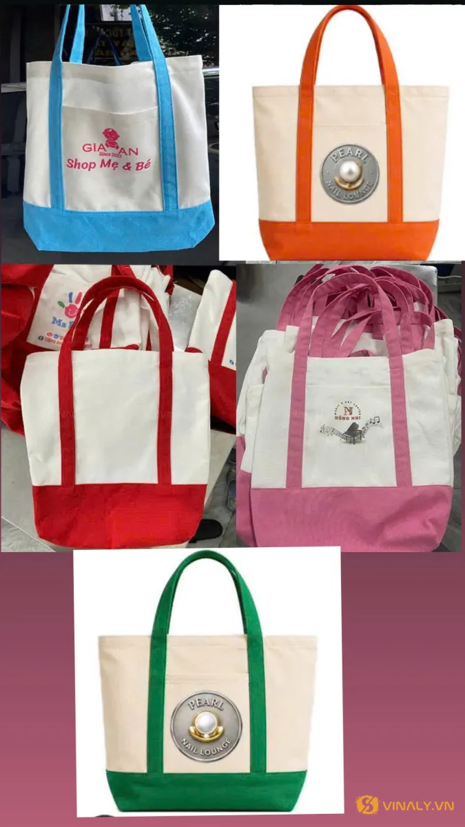 Túi vải canvas in logo trường làm quà tặng ngày hội tuyển sinh